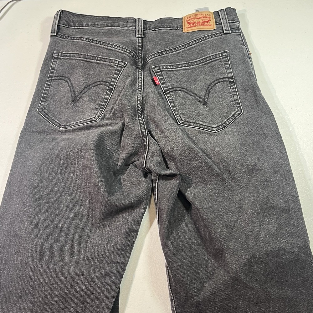 Levi's Women 31 X 27 Black Ribcage Straight Ankle Jeans High Rise Button Fly EUC - Picture 6 of 10